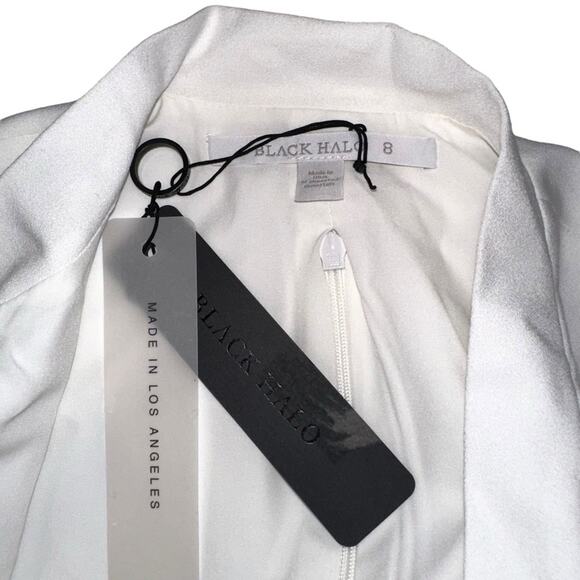 NWT Black Halo Carolina Sleeveless Neck Tie Fit and Flare Midi Dress in Pearl 8 - Picture 4 of 10